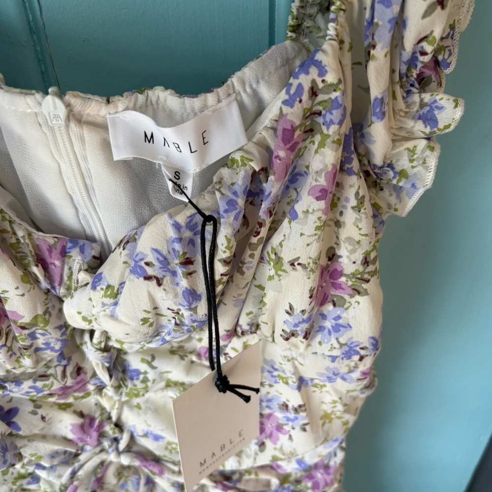 MARBLE Floral Ruched Mini Dress - Picture 2 of 3